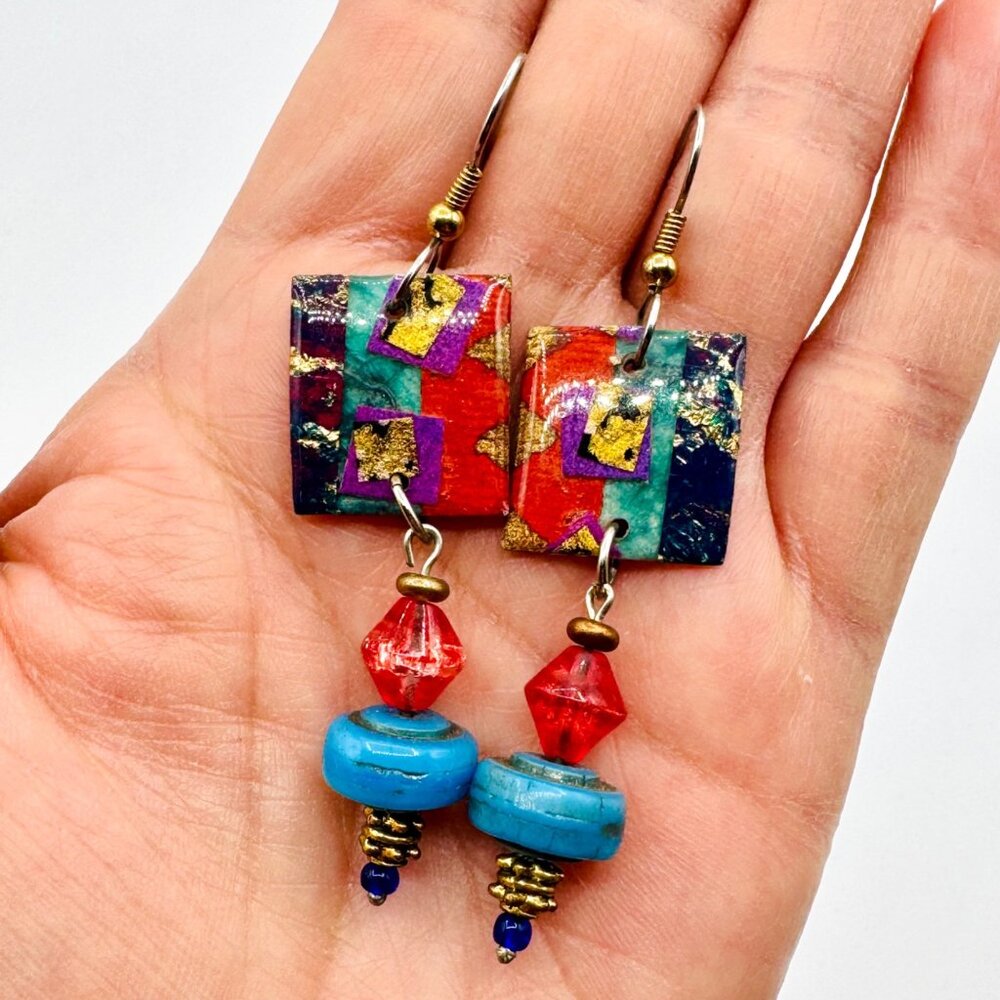 Colorful Artisan Made Hook Earrings